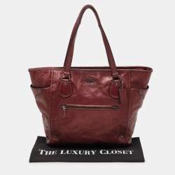 Pre Owned Coach Metallic Leather Zip Tote