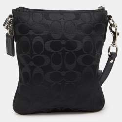  Coach Black Signature Canvas and Leather Courie Crossbody Bag