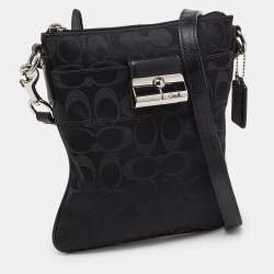  Coach Black Signature Canvas and Leather Courie Crossbody Bag