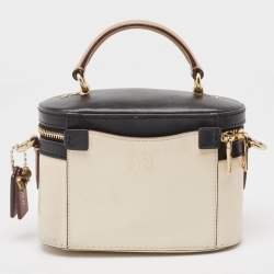 Coach x Selena Black/Beige Leather Trail Top Handle Bag