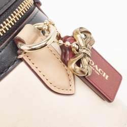 Coach x Selena Black/Beige Leather Trail Top Handle Bag