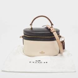 Coach x Selena Black/Beige Leather Trail Top Handle Bag