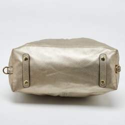 Pre Owned Coach Gold Metallic Leather Madison Sabrina Satchel 