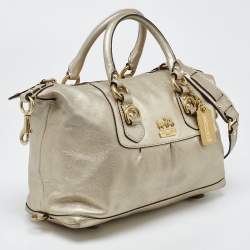 Pre Owned Coach Gold Metallic Leather Madison Sabrina Satchel 