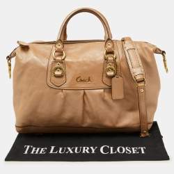 Coach Beige Leather Ashley Satchel