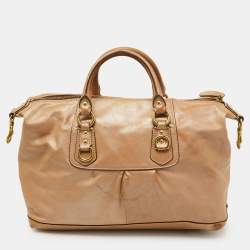 Coach Beige Leather Ashley Satchel