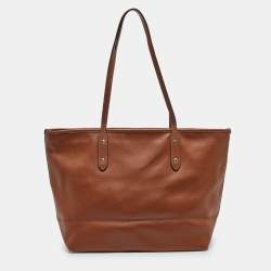 Pre Owned Coach Brown Leather City Zip Tote