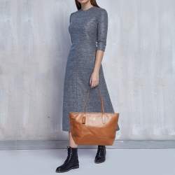 Pre Owned Coach Brown Leather City Zip Tote