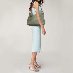 Pre Owned Coach Olive Green Leather Shay Shoulder Bag