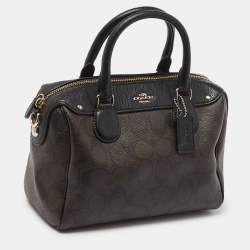 Coach Black/Brown Signature Coated Canvas and Leather Mini Bennett Satchel