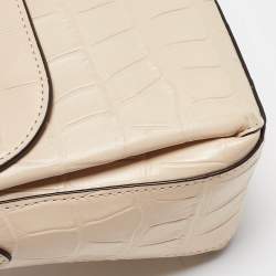 Pre Owned Coach Cream Croc Embossed Leather Grace Shoulder Bag