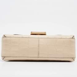 Pre Owned Coach Cream Croc Embossed Leather Grace Shoulder Bag