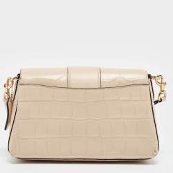 Pre Owned Coach Cream Croc Embossed Leather Grace Shoulder Bag