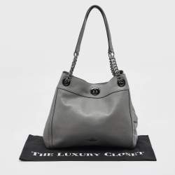Pre Owned Coach Grey Leather Edie Shoulder Bag