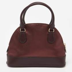 Pre Owned Coach Burgundy Leather Cora Dome Satchel