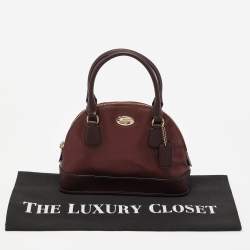 Pre Owned Coach Burgundy Leather Cora Dome Satchel
