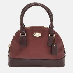 Pre Owned Coach Burgundy Leather Cora Dome Satchel