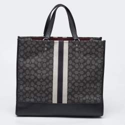 Coach Black Signature Canvas and Leather 40 Dempsey Tote
