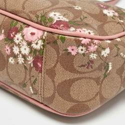 Coach Pink/Beige Signature Coated Canvas and Leather Isla Chain Crossbody Bag