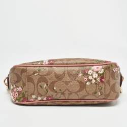 Coach Pink/Beige Signature Coated Canvas and Leather Isla Chain Crossbody Bag