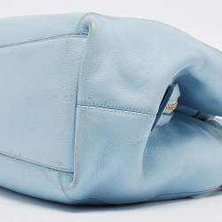 Pre Owned Coach Light Blue Leather Edie Shoulder Bag