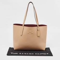 Pre Owned Coach Beige Leather Avenue Tote