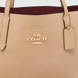 Pre Owned Coach Beige Leather Avenue Tote
