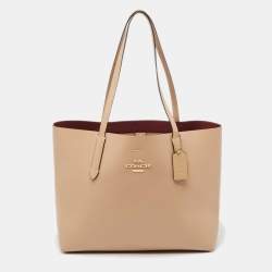 Pre Owned Coach Beige Leather Avenue Tote