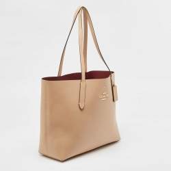 Pre Owned Coach Beige Leather Avenue Tote