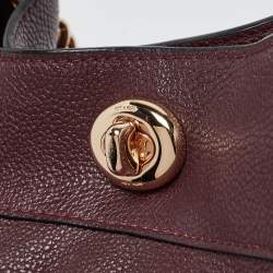 Coach Burgundy Leather Turnlock Edie Shoulder Bag
