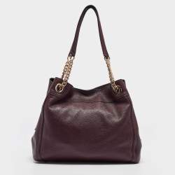 Coach Burgundy Leather Turnlock Edie Shoulder Bag