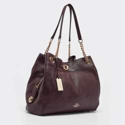 Coach Burgundy Leather Turnlock Edie Shoulder Bag
