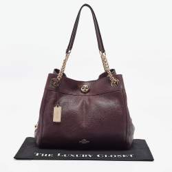 Coach Burgundy Leather Turnlock Edie Shoulder Bag