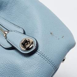 Pre Owned Coach Light Blue Leather Edie Shoulder Bag