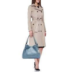 Pre Owned Coach Light Blue Leather Edie Shoulder Bag