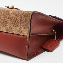 Pre Owned Coach Brown/Beige Signature Coated Canvas and Leather Parker Shoulder Bag