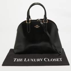 Pre Owned Coach Black Patent Leather Quinn Dome Bag