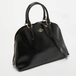 Pre Owned Coach Black Patent Leather Quinn Dome Bag