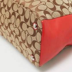 Coach Red/Beige Signature Canvas and Leather Large Christie Caryall Tote