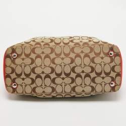Coach Red/Beige Signature Canvas and Leather Large Christie Caryall Tote