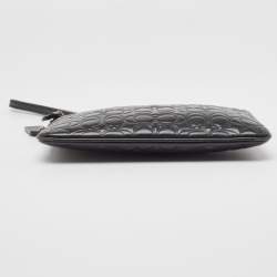 Coach Black Signature Embossed Leather Wristlet Pouch