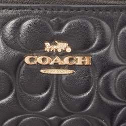 Coach Black Signature Embossed Leather Wristlet Pouch