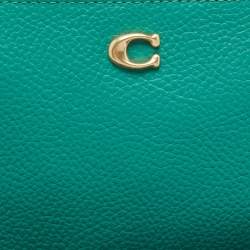 Coach Green Leather Wristlet Zip Pouch