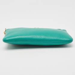 Coach Green Leather Wristlet Zip Pouch