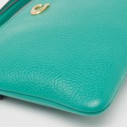 Coach Green Leather Wristlet Zip Pouch