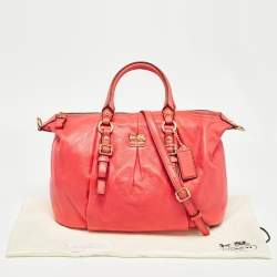 Coach Coral Red Madison Leather Juliette Satchel