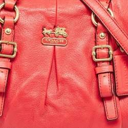 Coach Coral Red Madison Leather Juliette Satchel