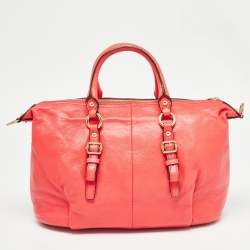 Coach Coral Red Madison Leather Juliette Satchel