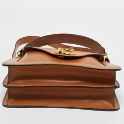 Pre Owned Coccinelle Brown Leather C Me Flap Top Handle Bag