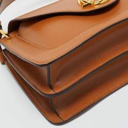 Pre Owned Coccinelle Brown Leather C Me Flap Top Handle Bag